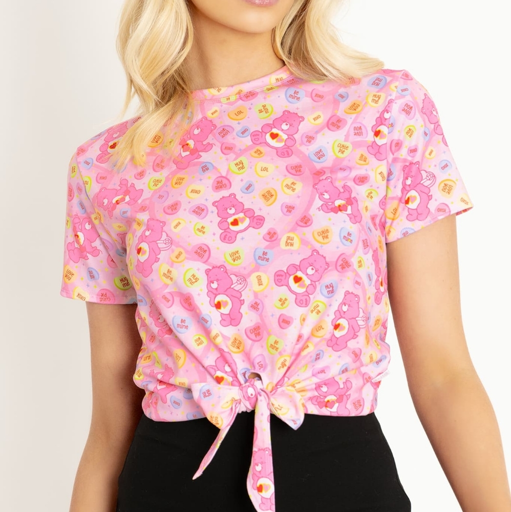 Care Bear Candy Heart Tie Front Tee